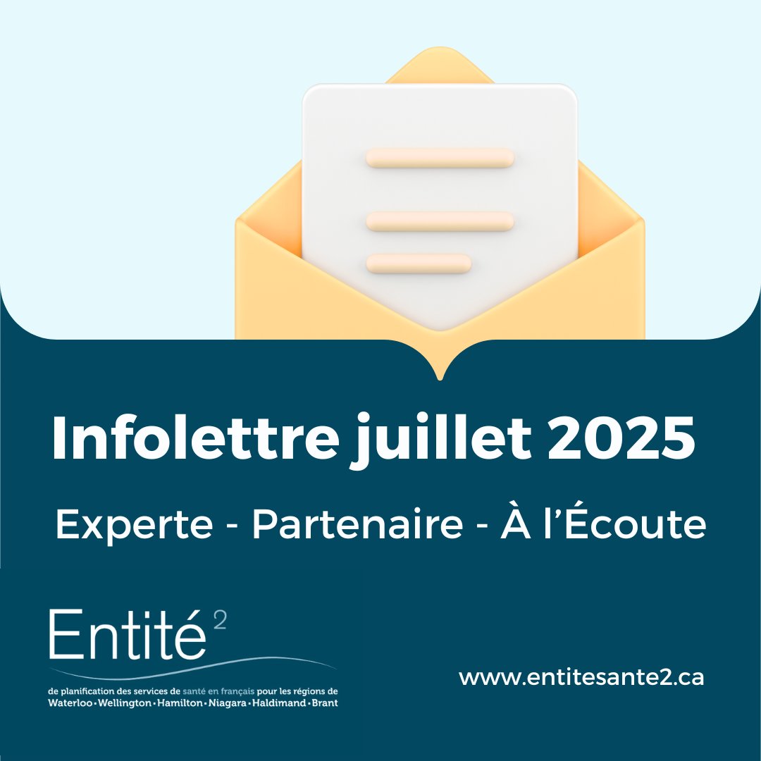 📢 L’infolettre de juillet de l’Entité 2 est arrivée!
Des nouvelles en santé dans votre région + un message important sur la création du Centre de planification des services de santé en français 💬

À lire ici : ow.ly/36um50Wox6F

#SantéEnFrançais #CommunautésFrancophones