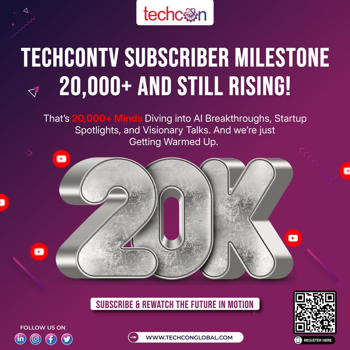 🎉 TechConTV has officially crossed 20K+ subscribers!

From bold ideas to startup stories, this community is shaping what’s next.

🎥 Keep watching. Keep growing. The next wave is here.

#TechConTV #20KMilestone #FutureVoices #StartupEcosystem #AIandBeyond #TechConSoCal2026