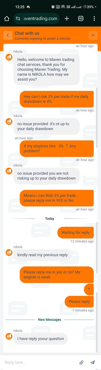 <a href="/Maventrading/">Maven Prop Trading</a> <a href="/DumbMoneyHunter/">Dumb Hunter</a> 

Can I risk 3% per trade ?
The support team noyt answering me simple.
