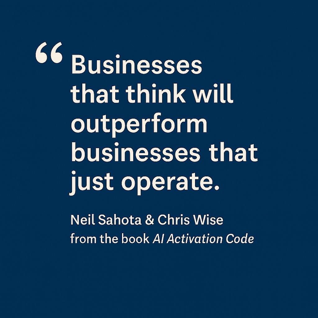 Most companies operate. Few think. In the AI era, execution alone isn’t enough. You need a business that senses, learns, and pivots in real time. A thinking business evolves and wins. Are you building one?
🔗 aiactivationcode.com #AILeadership #Innovation #BookLaunch