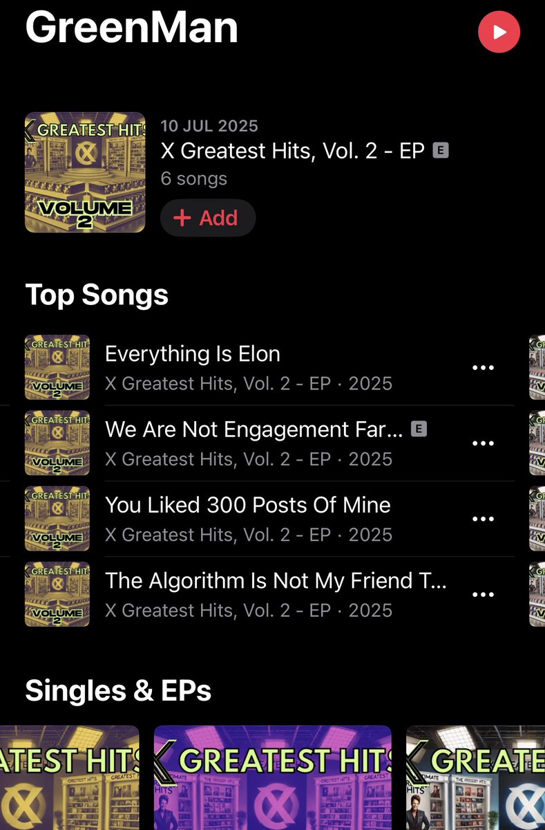 GreenManReports's tweet image. Now live on ITunes and Spotify:
𝕏 Greatest Hits Albums Vol. 1, 2, and 3!
(Links in bio ☝️)