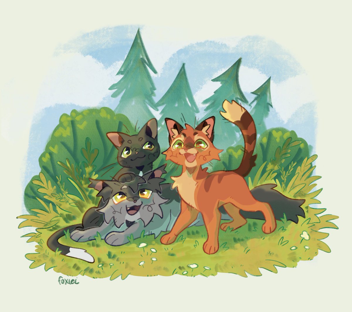 _foxiei's tweet photo. A little redraw i felt like doing 🥹 what version do you guys like more? With sky or without? I like both😭
Old one is from october 2022🫶🏻
#warriorcatsfanart #warriorcats #firepaw #fireheart #firestar #graypaw #graystripe #ravenpaw https://t.co/vOynKIIQsU