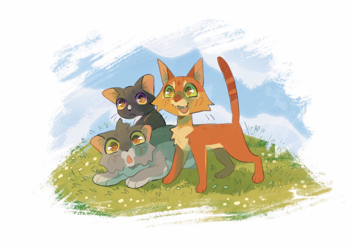 _foxiei's tweet photo. A little redraw i felt like doing 🥹 what version do you guys like more? With sky or without? I like both😭
Old one is from october 2022🫶🏻
#warriorcatsfanart #warriorcats #firepaw #fireheart #firestar #graypaw #graystripe #ravenpaw https://t.co/vOynKIIQsU