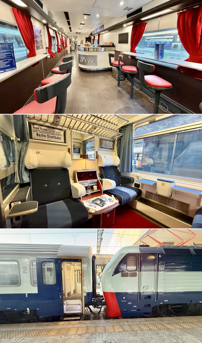 🥂🍷🍽️ 🇮🇹 state rail’s glam Treni Turistici has left Rome on a 1,000km trip to Monaco, Nice &amp; Marseille🇫🇷!
This restored compartment, dining &amp; sleeper runs to Sept from €200 - 'Orient Express' for the rest of us🧵⬇️
ℹ️: fstrenituristici.it/en/travel-and-…
🧭: Live: polarsteps.com/ChristopherOgi…