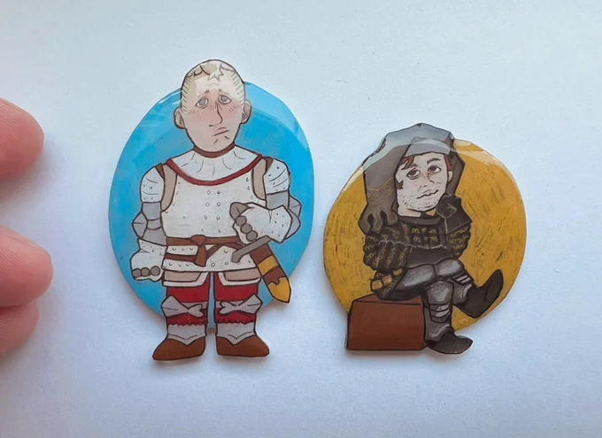 (it's hard to get a pic w/o glare) they're not perfect but they're just for me so :o) little erik and istvan pins. may revisit again if i ever get more shades of black colored pencils haha #KCD2