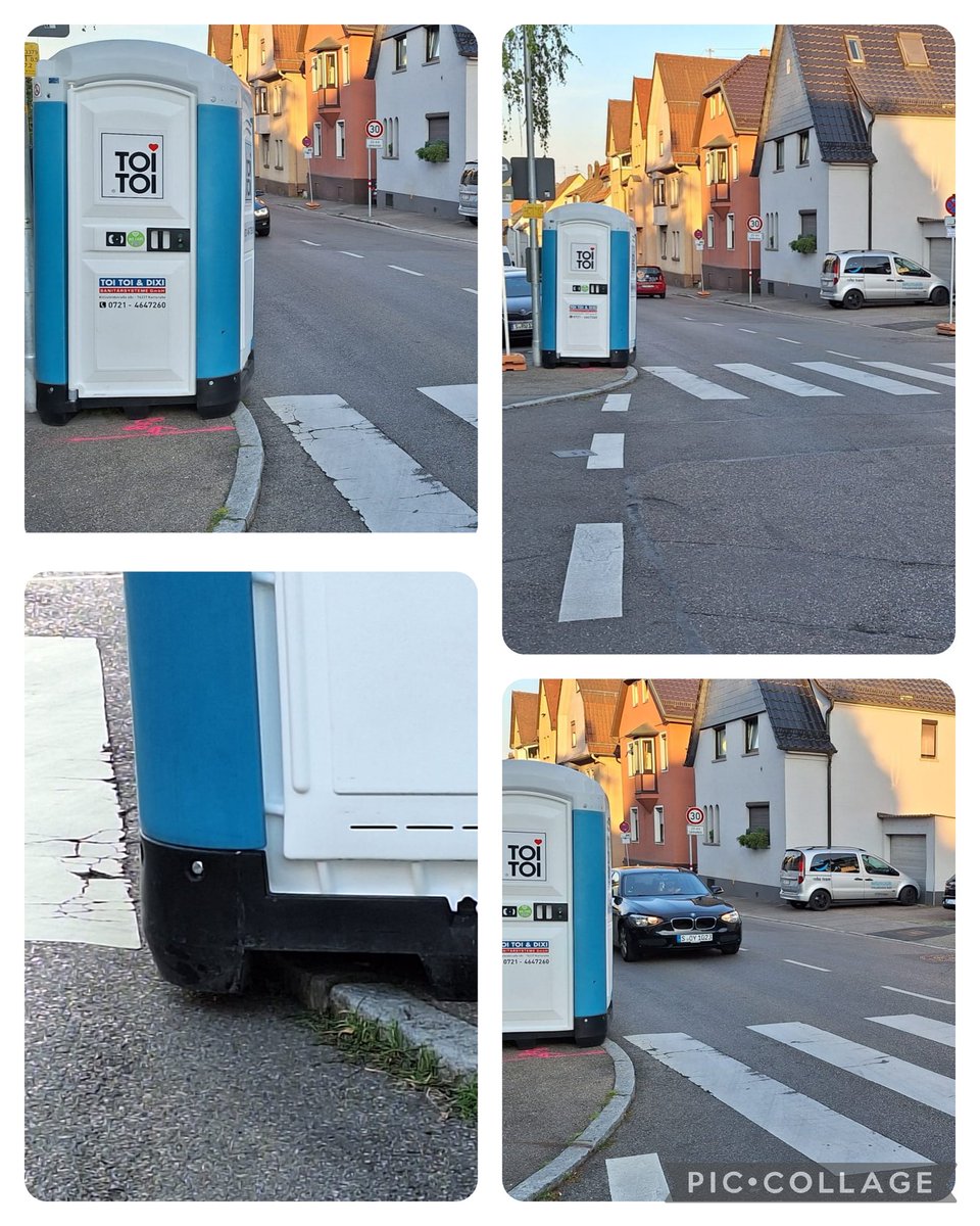 Wie bescheuert kann man denn eigentlich ein Klohäusle aufstellen <a href="/stuttgart_stadt/">Stadt Stuttgart</a> ? Wer bitte hat sowas genehmigt? Wird da eigentlich nicht nachgeprüft? Rohrackerstraße Ecke Alosenweg. Wenn man über den #Zebrastreifen will sieht man nix!!!