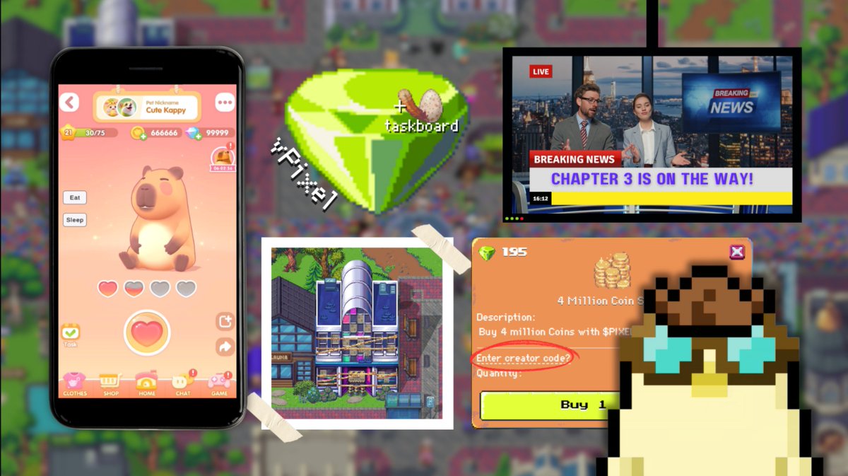 Small Recap Of Pixels AMA &amp; In Game Update:

📢 Chapter 3 is on the way! and the hype is real! 

❤️ Creator Codes are back! Support your favourite creators while buying in-game—just enter their code
Example: P2G 

🧪Neon Zone is glowing brighter than ever! A new wave of rotating