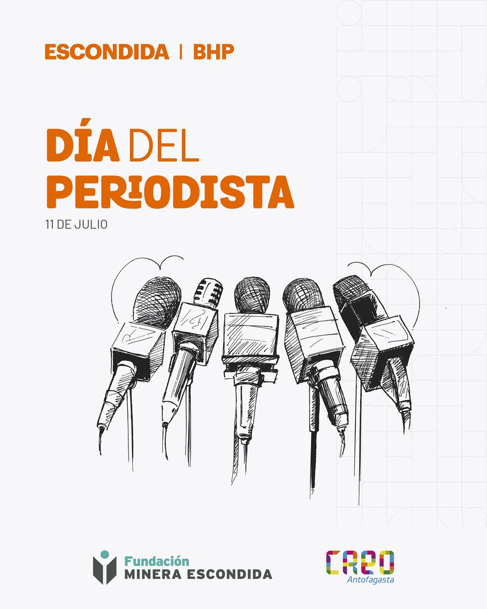 En el Día del Periodista reconocemos a quienes con su trabajo aportan a una ciudadanía más informada, activa y comprometida con su entorno🙌📰

Creo Antofagasta es una iniciativa de valor social de Escondida | BHP y Fundación Minera Escondida.