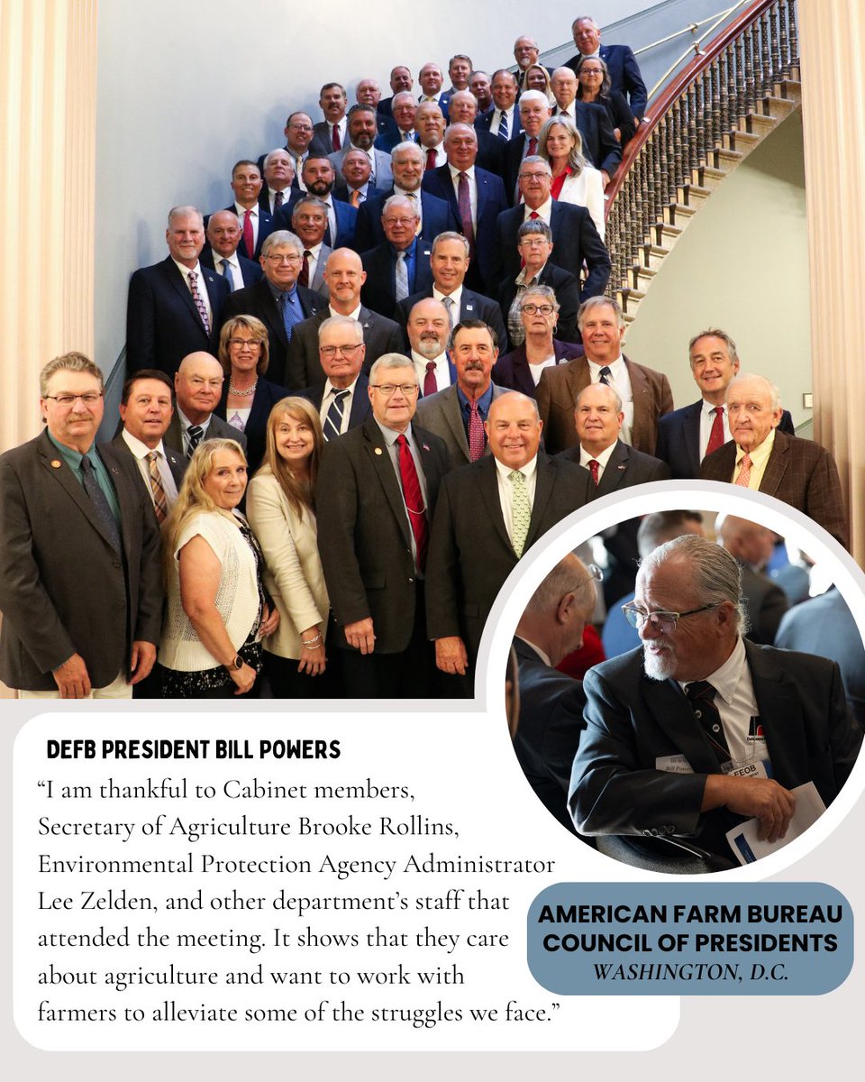 DEFB President Bill Powers joined fellow state Farm Bureau presidents, <a href="/FarmBureau/">American Farm Bureau</a> national committee chairs, and AFBF President Zippy Duvall at the White House on July 9 to hear from several Cabinet members, administration officials, and senior White House staff.