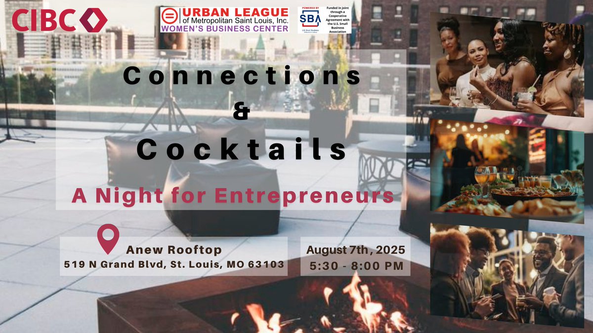 ULSTL_WBC's tweet image. Entrepreneurs, assemble!
Join us for Connections &amp;amp; Cocktails—a night of networking, insights, and elevation.

Hosted by @ULSTLWBC + CIBC
8.7.25 @ 5:30pm| 📍 Anew Rooftop

Register zurl.co/ncLuA

#Entrepreneurs #STLNetworking #SmallBusiness #ConnectionsAndCocktails