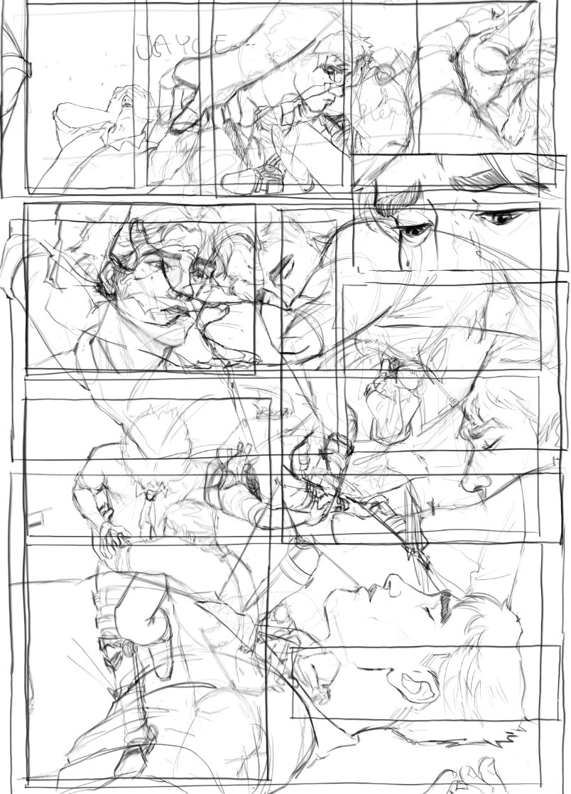 Jayvik comic pages 3-7 in the works 

Wish i could stop at the lineart but the plot demands color 😪
#arcane