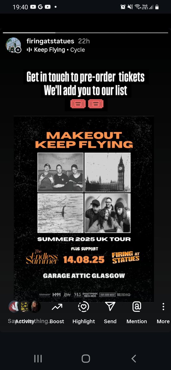 We will be opening for <a href="/KeepFlyingBand/">Keep Flying</a>  &amp; <a href="/makeoutofficial/">MAKEOUT</a> at Garage Attic on Thursday 14th August 2025 along with #theendlesssummer and we can't wait.

#keepflying #poppunk #firingatstatues #makeout #theendlesssummer #garage #glasgow #Blink182 #lessthanjake #bowlingforsoup