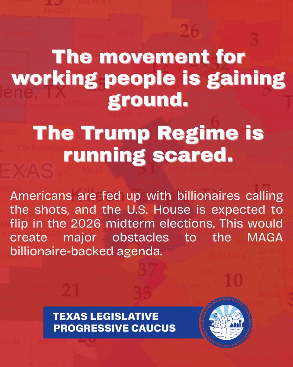 TX_Progressives's tweet image. The right to vote is sacred, but the Trump Regime is trying to rig the 2026 elections to protect their billionaire-backed agenda. Act now to stop the MAGA Maps in Texas! #txlege