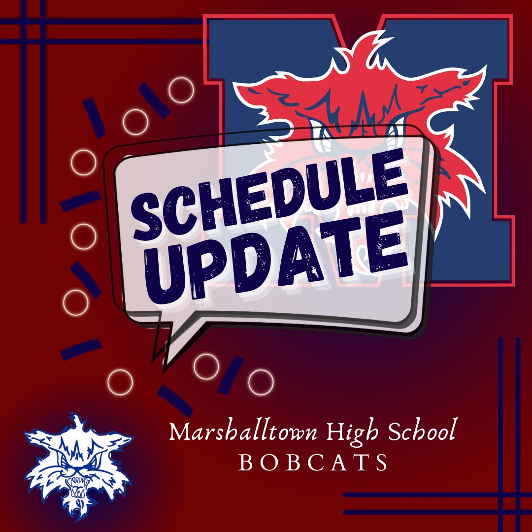 Today's substate baseball game at Ankeny Centennial will now start at 7 PM.
#iahsbb #MHSBobcats