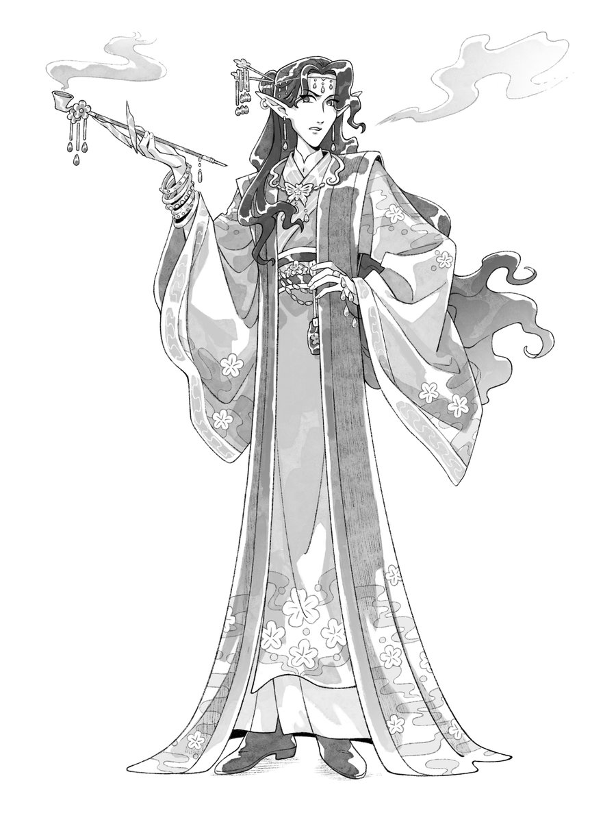 ginsays's tweet image. commission 💖 for @/Mithallan of their D&amp;amp;D high elf sorcerer!!
