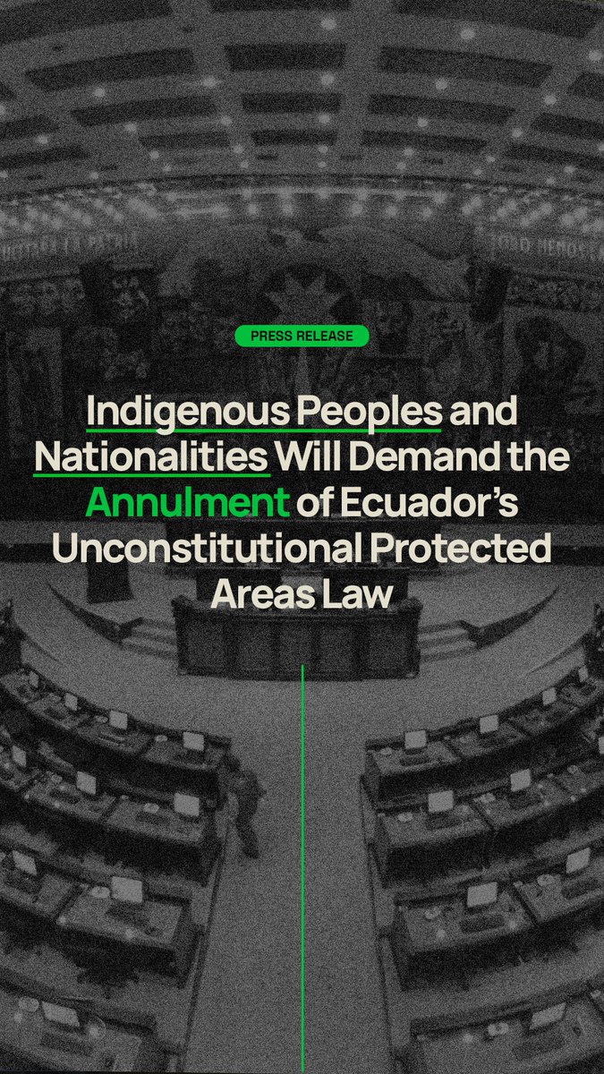 🔗amazonfrontlines.org/chronicles/ind…
🚨Ecuador’s National Assembly approved the controversial Protected Areas Law. 

We will do everything necessary to ensure that constitutional &amp; legal mechanisms are established to guarantee the rights of people &amp; nature.