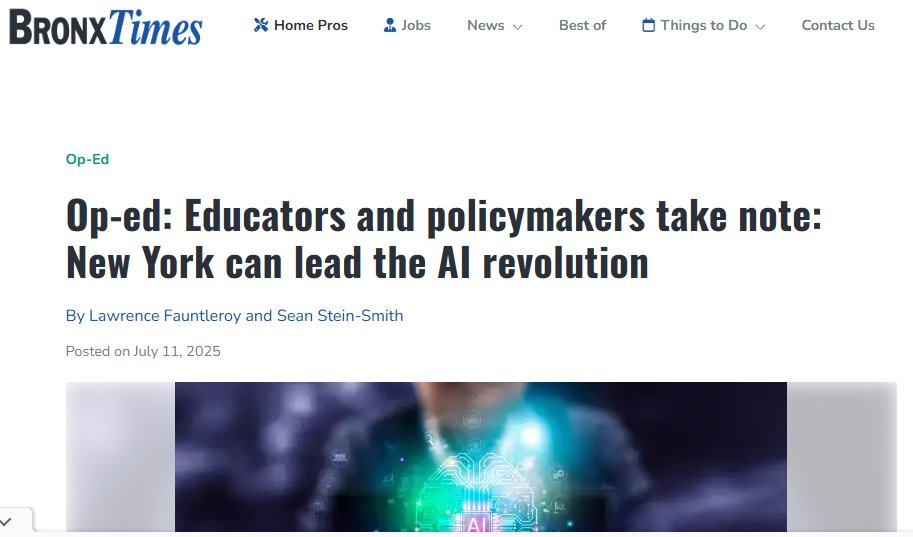 SeanSteinSmith's tweet image. Kicking off what's going to be a jam-packed weekend with an op-ed in the @bronxtimes discussing the importance of public-private partnerships in developing effective, open, and trustworthy #AI models
@ny_cpasociety @LehmanCollege @CUNY
bxtimes.com/educators-poli…