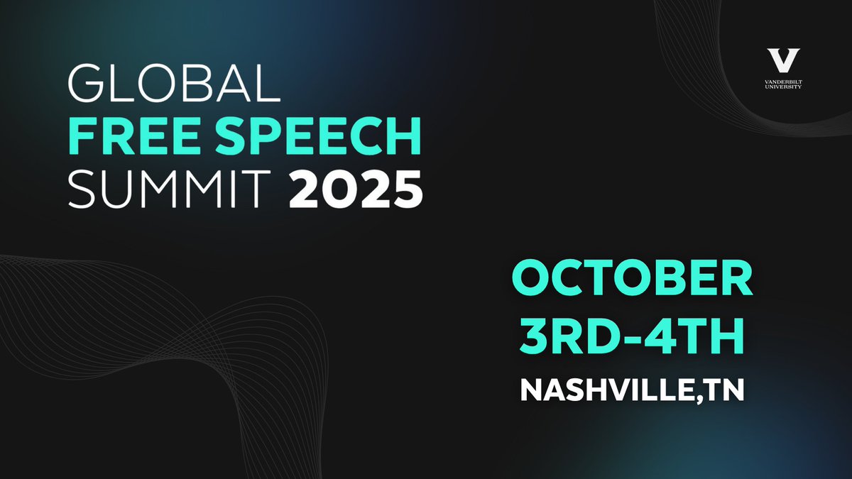 The Future of Free Speech (@speechfuture) on Twitter photo <a href="/tylercowen/">tylercowen</a> <a href="/RIKKISCHLOTT/">Rikki Schlott</a> <a href="/glukianoff/">Greg Lukianoff</a> <a href="/TheFIREorg/">FIRE</a> <a href="/peterboghossian/">Peter Boghossian</a> <a href="/kevinmgoldberg/">Kevin M. Goldberg</a> <a href="/1stForAll/">Freedom Forum</a> <a href="/Yascha_Mounk/">Yascha Mounk</a> <a href="/JoinPersuasion/">Persuasion</a> <a href="/thedispatch/">The Dispatch</a> <a href="/whignewtons/">Sarah Isgur</a> <a href="/DavidAFrench/">David French</a> <a href="/nytimes/">The New York Times</a> Full details here:
📍October 3–4 | Nashville, TN
📝 By invitation only. Apply to attend: globalfreespeechsummit.com <a href="/tylercowen/">tylercowen</a> <a href="/RIKKISCHLOTT/">Rikki Schlott</a> <a href="/glukianoff/">Greg Lukianoff</a> <a href="/TheFIREorg/">FIRE</a> <a href="/peterboghossian/">Peter Boghossian</a> <a href="/kevinmgoldberg/">Kevin M. Goldberg</a> <a href="/1stForAll/">Freedom Forum</a> <a href="/Yascha_Mounk/">Yascha Mounk</a> <a href="/JoinPersuasion/">Persuasion</a> <a href="/thedispatch/">The Dispatch</a> <a href="/whignewtons/">Sarah Isgur</a> <a href="/DavidAFrench/">David French</a> <a href="/nytimes/">The New York Times</a> Full details here:
📍October 3–4 | Nashville, TN
📝 By invitation only. Apply to attend: globalfreespeechsummit.com