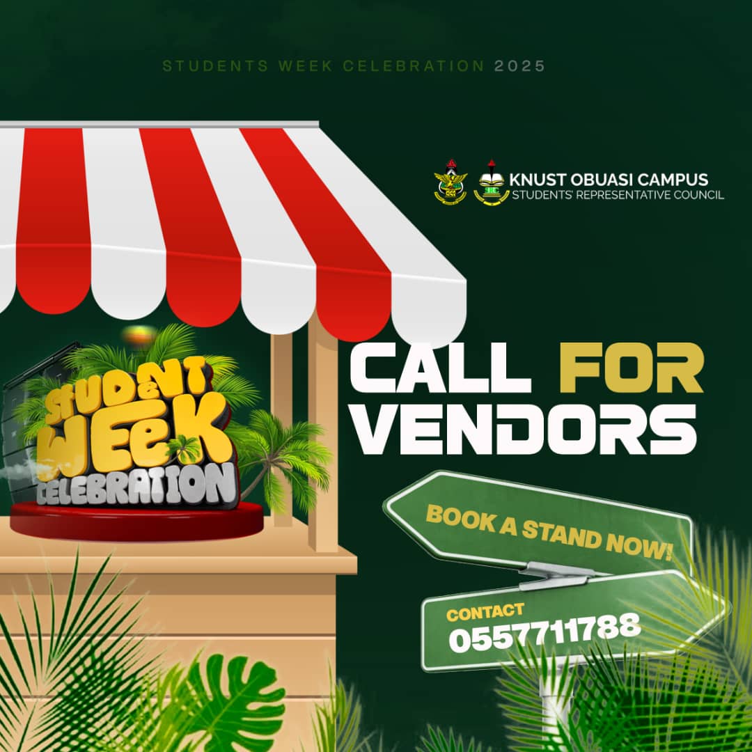 ObuasiSrc's tweet image. Are you a Vendor on campus looking to boost your sales during the Students' Week Celebration?
If so, kindly call now to book your spot and showcase your hustle to the student community throughout the celebration.