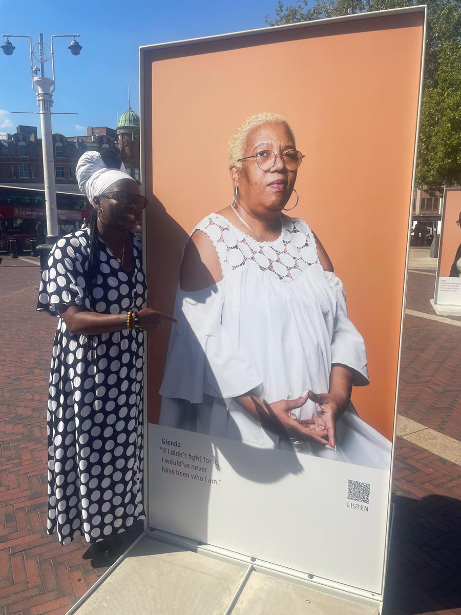 S_Fleary1's tweet photo. Popped by the beautiful #Windrush exhibition in Windrush Square in Brixton today. ✊🏾☀️

Delighted to see the portraits have been restored. 

They look stunning! 

Had to grab a few pics next to these powerful Queens…Dawn Hill @Xosei and @GlendaCaesar 👑👑👑 

Thank you! https://t.co/ziBNFXRwEe