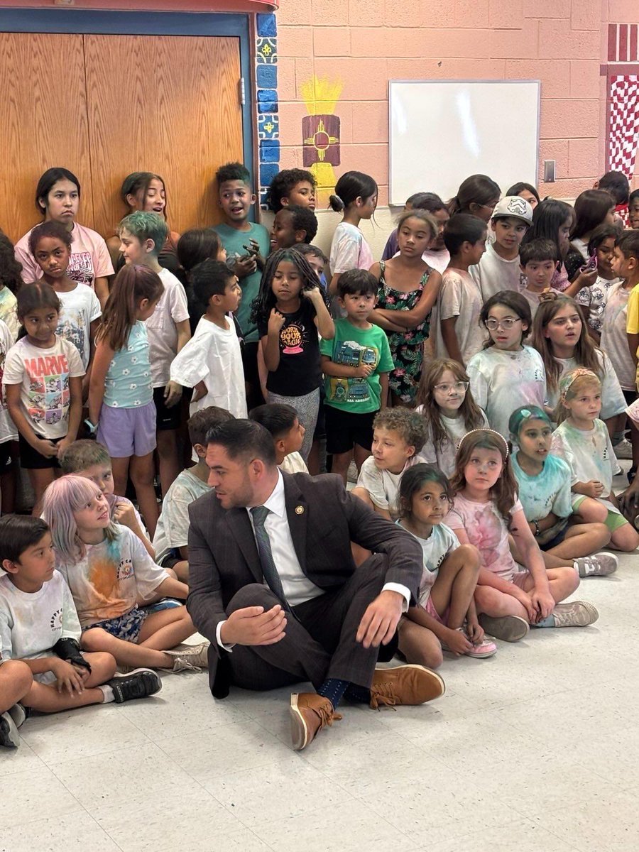 RepGabeVasquez's tweet image. Forgot to put a change of clothes in my backpack, so stuck in my suit for circle time. These kids drive a hard bargain on snack time policy. Our kids are our future!
