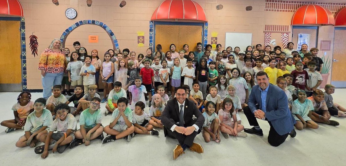 RepGabeVasquez's tweet image. Forgot to put a change of clothes in my backpack, so stuck in my suit for circle time. These kids drive a hard bargain on snack time policy. Our kids are our future!
