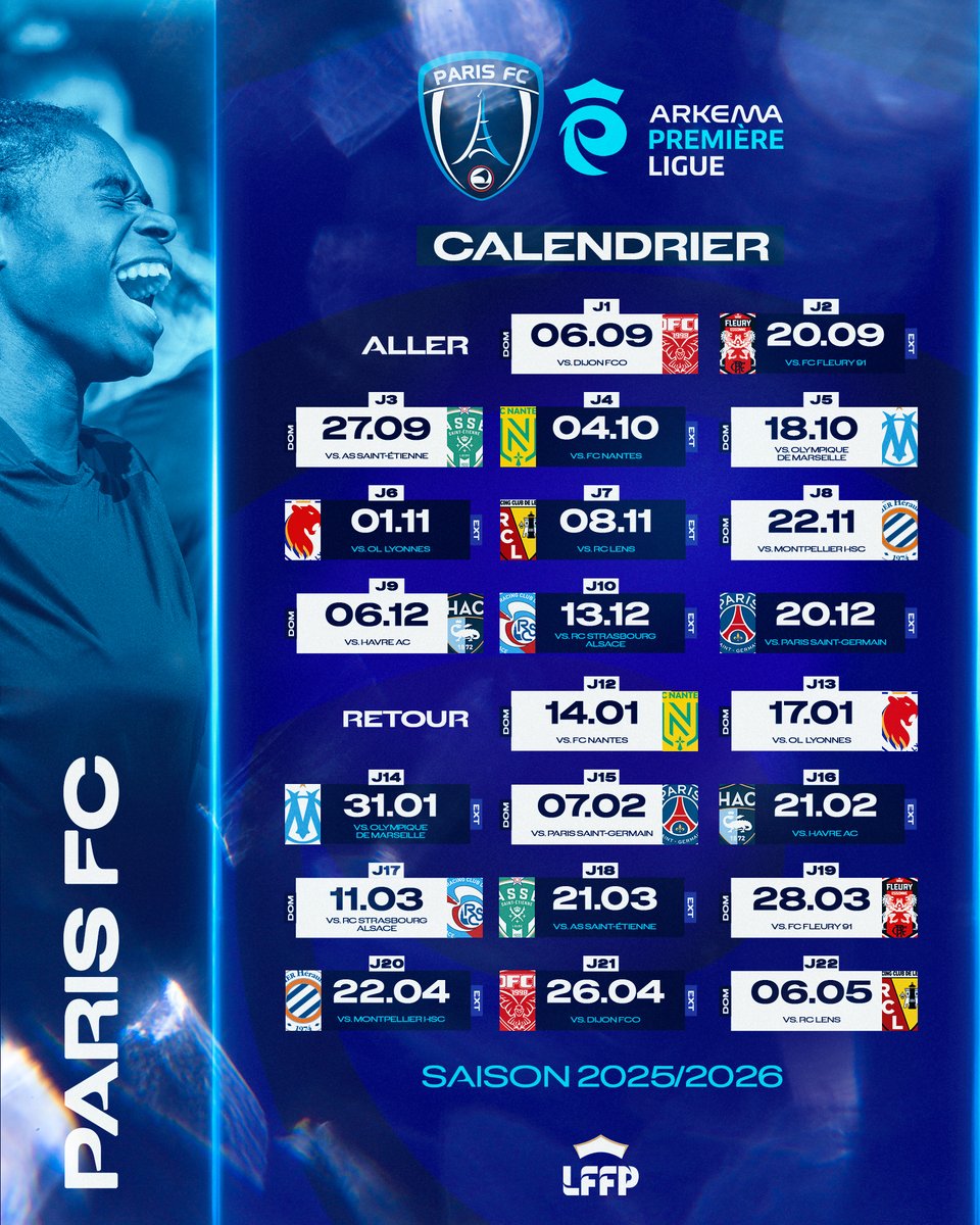 PFC_feminines's tweet image. 🗓️ 𝐋𝐄 𝐂𝐀𝐋𝐄𝐍𝐃𝐑𝐈𝐄𝐑

Retrouvez le calendrier officiel de la saison 2025-2026 d’ @ArkemaPL  ! 🔥

🔵⚪ #CertifiéParis
