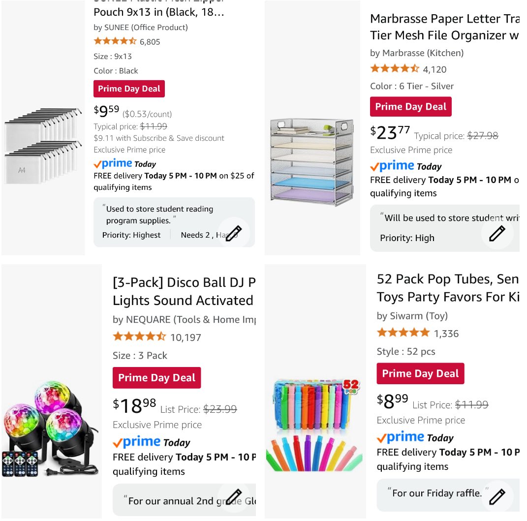 <a href="/TeachAvatarAlex/">Alexandria Forthman</a> Don’t panic, but it’s the last #PrimeDay today!! Today I have 4 deals on my <a href="/amazon/">Amazon</a> list. 🎉If you feel called to support a classroom today, I would ❤️for it to be mine. Grateful for you!!

✨CT
✨2nd Grade
✨14th year
✨Title l 🏫 

amazon.com/hz/wishlist/ls…