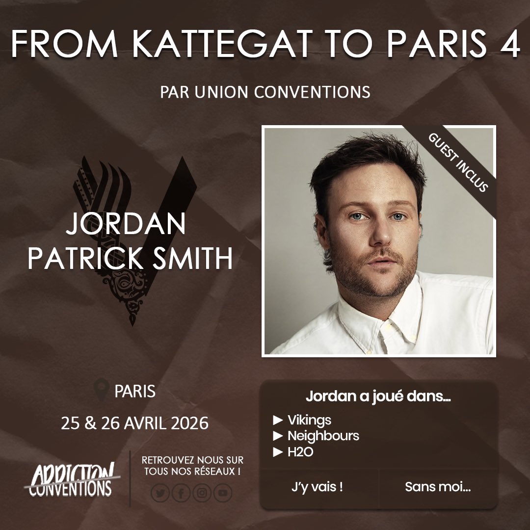 AddictionConv's tweet photo. Jordan Patrick Smith sera à la #FKTP4 d’@Union_Conv. #Vikings
🎟️ : https://t.co/XVy9WrgJsg https://t.co/qoECkLBIXx