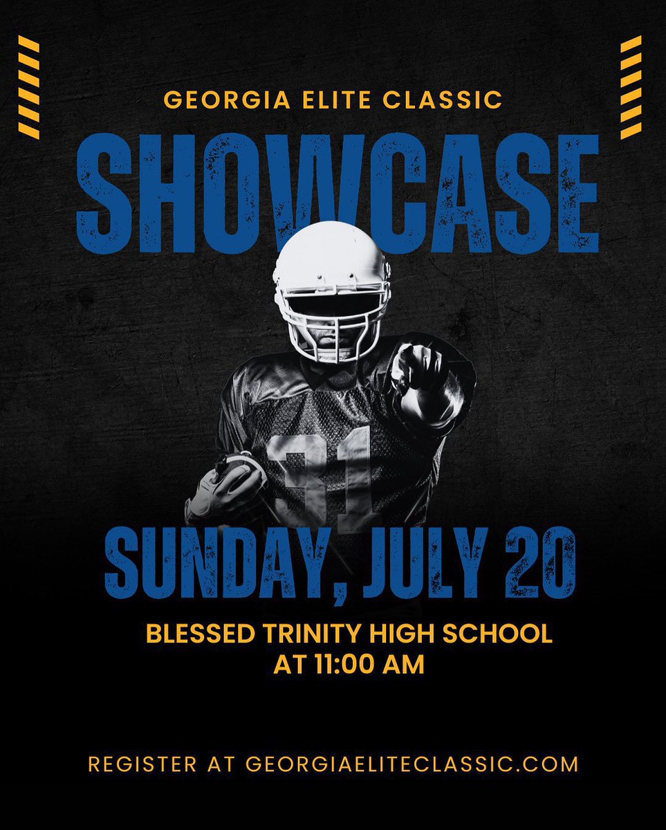 GAEliteClassic's tweet image. It’s almost time!
🚨 The Georgia Elite Classic Showcase is less than a month away ⏳
📅 July 20 | 11 AM
📍 Blessed Trinity High School
Spots are going fast for both tackle and flag— secure yours now at georgiaiteclassic.com
#GeorgiaEliteClassic #GameChanger #ShowcaseReady