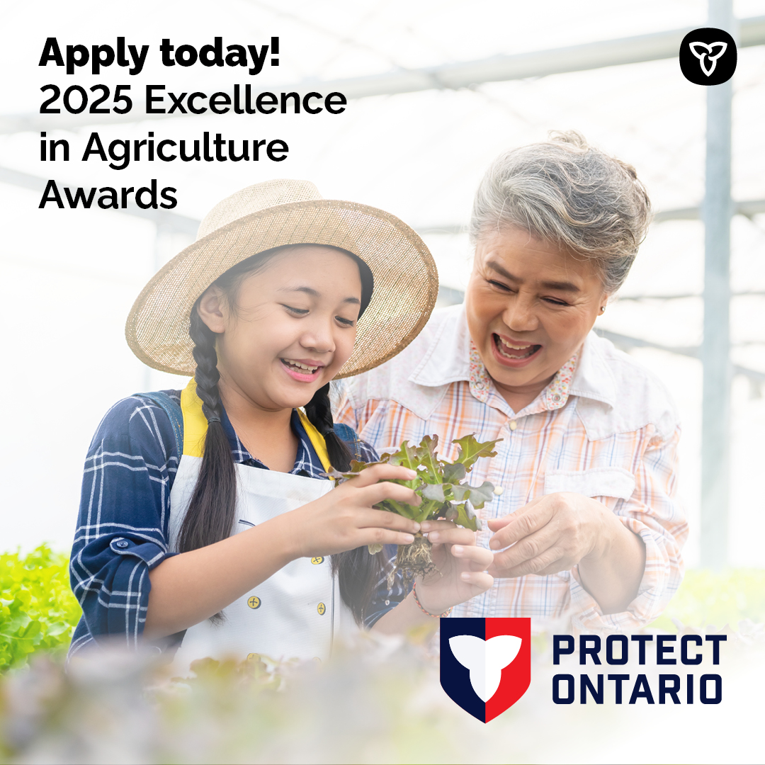 Know a young person making a difference in Ontario’s agriculture and food industry?

Nominate them or yourself for the Youth Excellence category of the Excellence in Agriculture Awards!

Learn more: ontario.ca/page/excellenc…

#Ontag