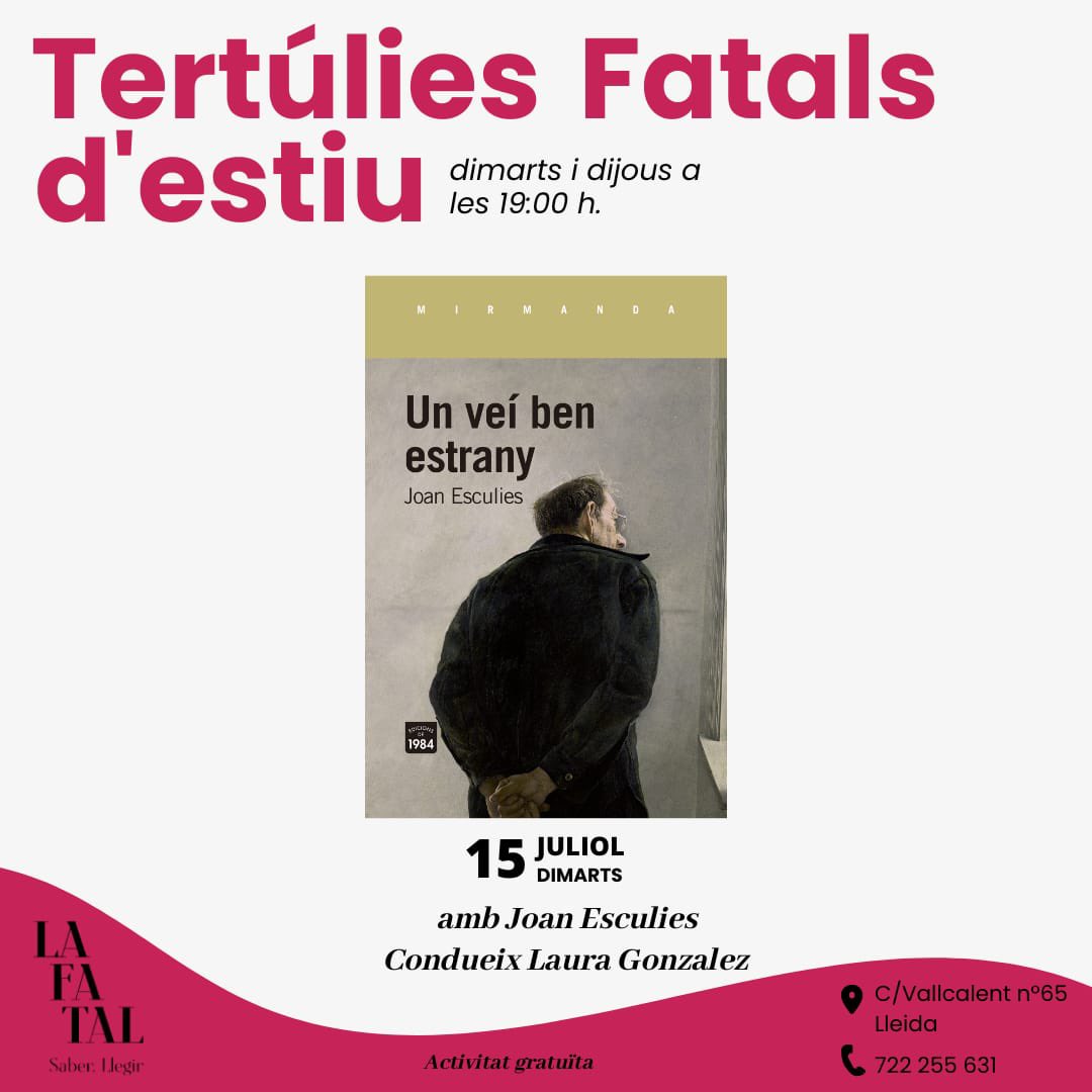 #JoanEsculies dimarts que ve a #Lleida‼️

Llegiu a sota la fantàstica entrevista que li fan a <a href="/elpuntavui/">El Punt Avui 🎗️</a> i veniu dimarts a escoltar-lo en directe a <a href="/LaFatal_/">La Fatal</a>.