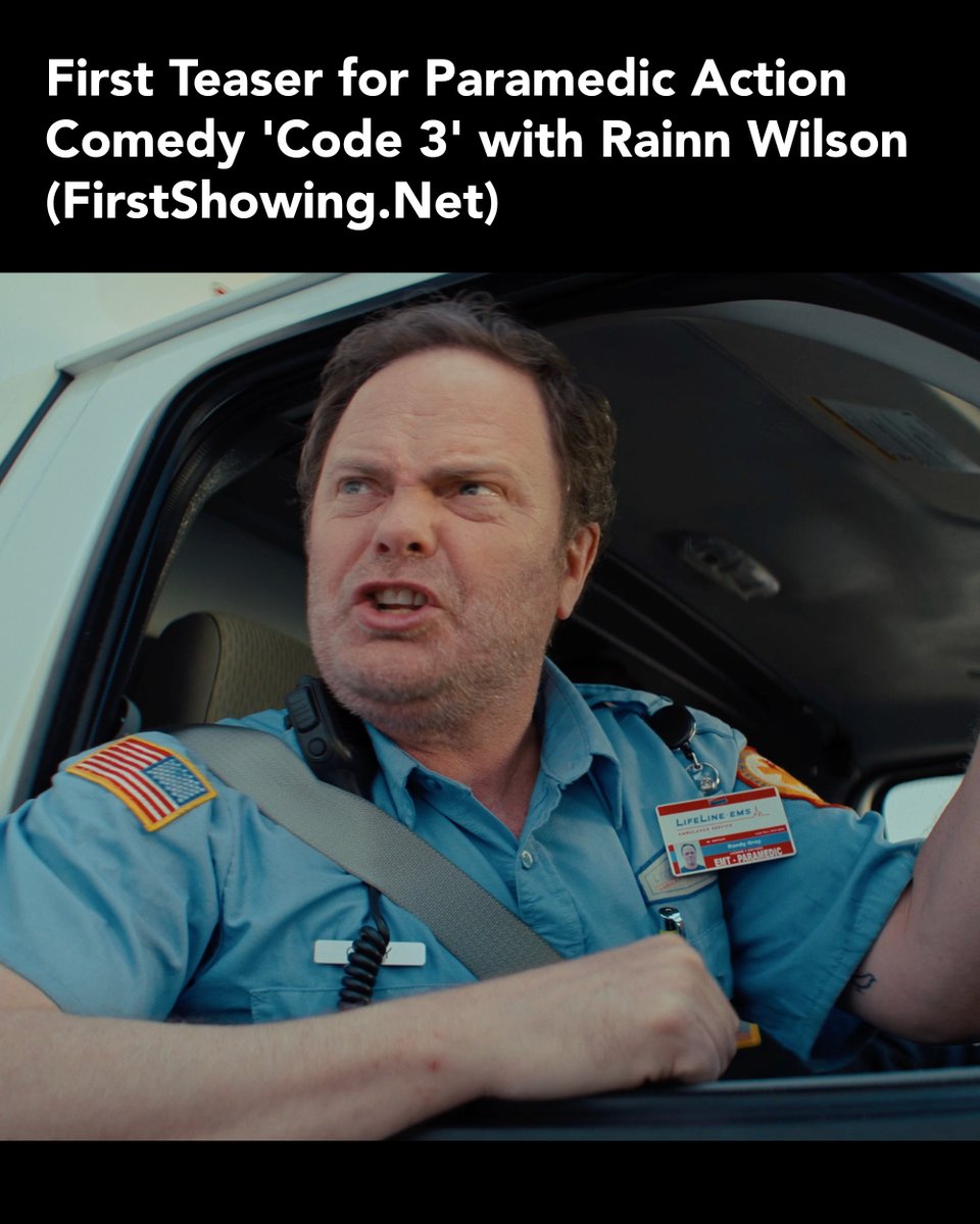 WayfarerStudios's tweet image. The sirens are loud and so is the CODE 3 Red Band teaser, giving a first look at Rainn Wilson, Lil Rel Howery, and Aimee Carrero as paramedics on one unforgettable shift. 🚨

Directed by Christopher Leone, @code3movie hits theaters September 12.