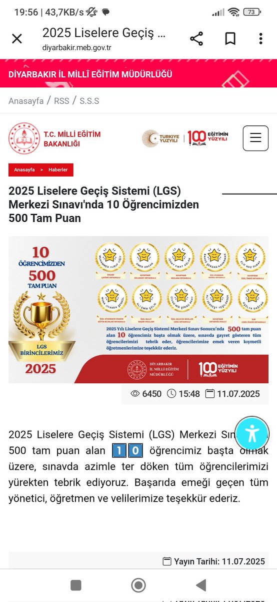 Tebrikler Diyarbakır, Başarıların daim olsun. Öğrencilerimize destek olalım. <a href="/dbakirvalilik/">T.C. Diyarbakır Valiliği</a> <a href="/diyarbakirbld/">Diyarbakır Büyükşehir Belediyesi</a> <a href="/DiyarTSO/">DTSO</a>