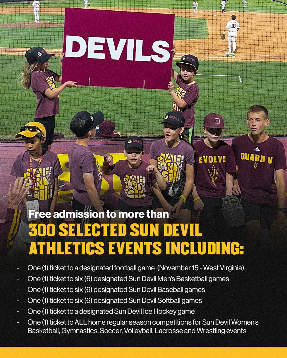 TheSunDevils's tweet image. Registration to join the Junior Sun Devil Club is now open!
Sign up your little Sun Devils now: ow.ly/fNF450Woy5g
