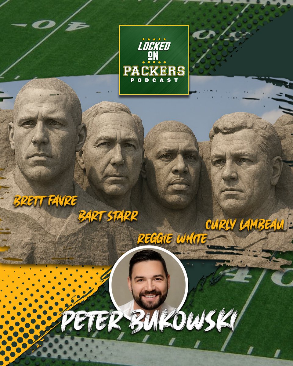 lockedonpackers's tweet image. Green Bay Packers Mount Rushmore, according to @lockedonpackers host @Peter_Bukowski.
Brett Favre
Bart Starr
Reggie White
Curly Lambeau
Do you agree?
