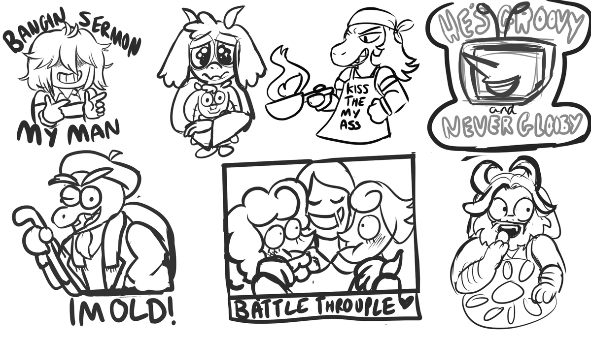TheUnusualLee's tweet image. preparing stickers for the arrival of my printer so have potential deltarune designs