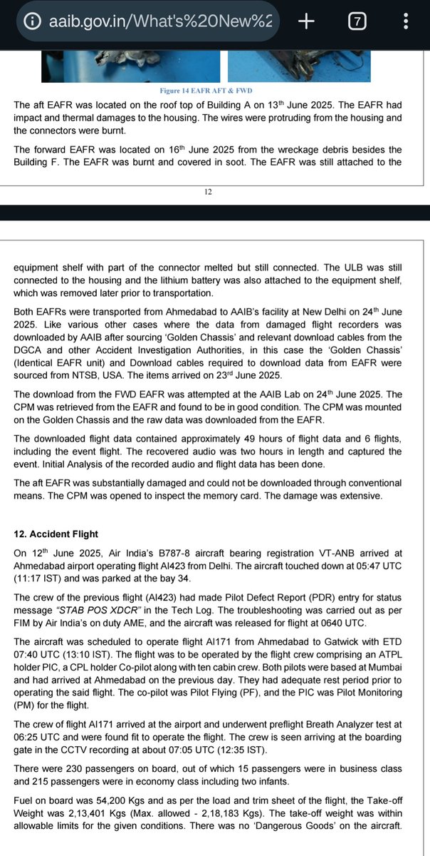 delhidefence's tweet image. Preliminary Report
Accident involving Air India’s B787-8 aircraft bearing registration VT-ANB
at Ahmedabad on 12 June 2025
aaib.gov.in/What's%20New%2…