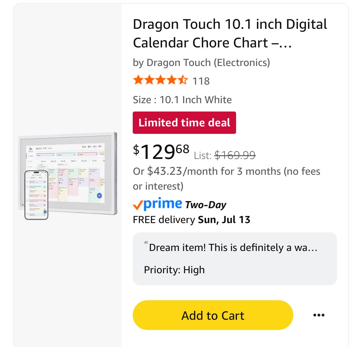 Dream item list drop on the last day of #PrimeDayDeals!

⬇️Drop your lists for a RP along w/a pic of your dream item. You never who may come along &amp; make your dream come true. 

My dream item is this digital calendar! 🙏🫶
#clearthelist #BetterTogether 

amazon.com/hz/wishlist/ls…