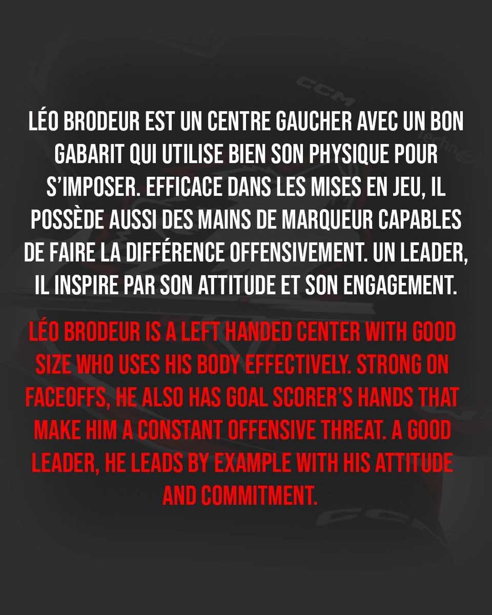 HuskiesRn's tweet image. 🚨🚨 PRÉSENTATION DES JOUEURS REPÊCHÉS 🚨🚨
Les Huskies sont fiers de présenter les jeunes joueurs que nous avons sélectionné lors du repêchage.
Voici une description des recruteurs sur notre huitième sélection du repêchage, Léo Brodeur.
#HuskiesRN #LaVilleEstHuskies