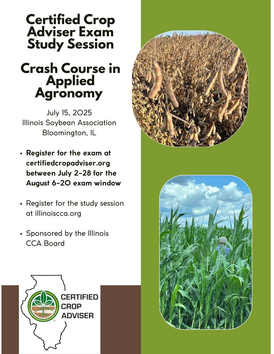 In-person Agronomy and CCA Exam Training next week -  Join Us! illinoiscca.org