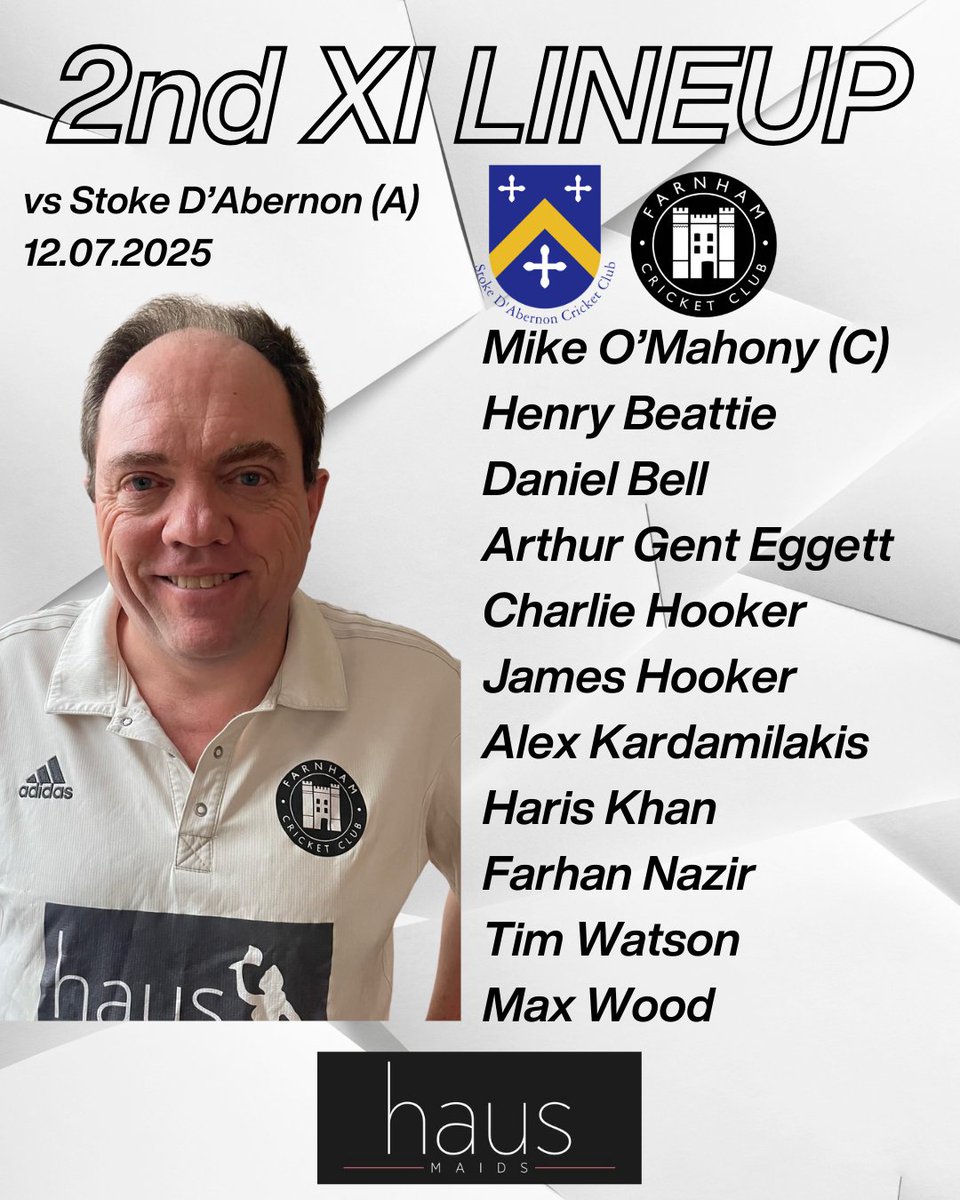 📝 Lineups 📝

Here are your Farnham CC Lineups to kick off a massive second half of the season 🏏

3rd XI team to follow 👊

#Cricket #Farnham #Surrey #SurreyCricket