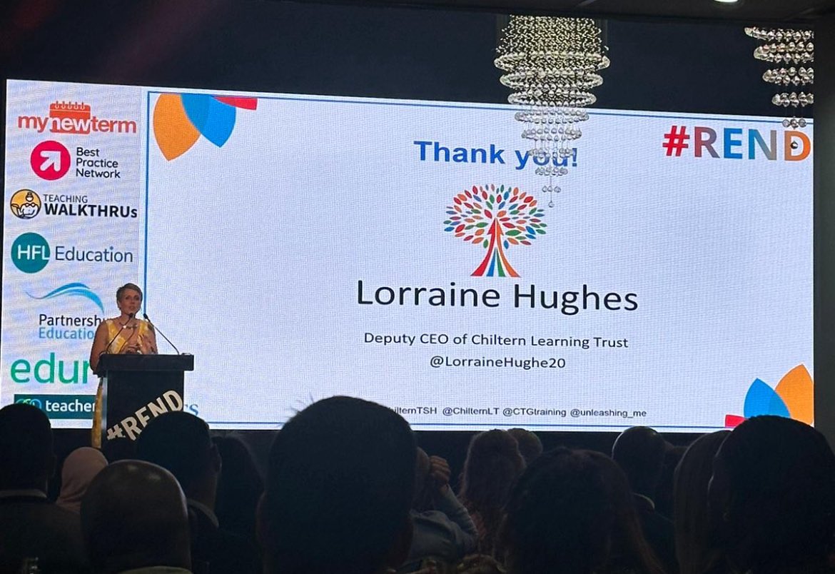 Chiltern Teaching School (@chilterntsh) on Twitter photo A great close to this year’s #REND speeches by @LorrainHughes, Deputy CEO of <a href="/ChilternLT/">Chiltern Learning Trust</a>! It’s now time for fantastic food and networking! 🍽️
<a href="/mynewterm/">MyNewTerm</a> <a href="/ChilternLT/">Chiltern Learning Trust</a> <a href="/WALKTHRUs_5/">Walkthrus</a> <a href="/bestpracticenet/">BestPracticeNetwork</a> <a href="/teacherappnow/">info@teacherapp</a> <a href="/eduriocom/">edurio</a> <a href="/PEL_ICT/">Partnership Education</a> <a href="/HFL_Education/">HFL Education</a> @tara_recruitment <a href="/ASECLuton/">Active Support Luton</a> A great close to this year’s #REND speeches by @LorrainHughes, Deputy CEO of <a href="/ChilternLT/">Chiltern Learning Trust</a>! It’s now time for fantastic food and networking! 🍽️
<a href="/mynewterm/">MyNewTerm</a> <a href="/ChilternLT/">Chiltern Learning Trust</a> <a href="/WALKTHRUs_5/">Walkthrus</a> <a href="/bestpracticenet/">BestPracticeNetwork</a> <a href="/teacherappnow/">info@teacherapp</a> <a href="/eduriocom/">edurio</a> <a href="/PEL_ICT/">Partnership Education</a> <a href="/HFL_Education/">HFL Education</a> @tara_recruitment <a href="/ASECLuton/">Active Support Luton</a>