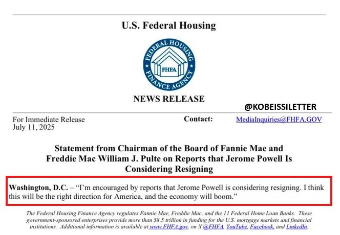 AlgorithmPulse's tweet image. Jerome Powell considering resigning. According to @pulte
