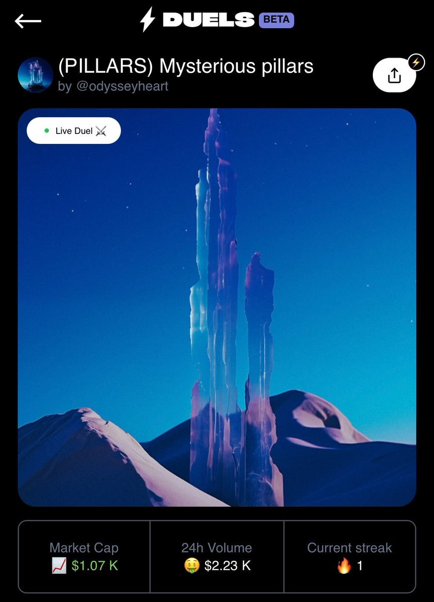 _duelsapp's tweet image. Featured Coin: $PILLARS by @OdysseyHeart
Content. Capital. Clout.
Duels is where it all happens.
farcaster.xyz/miniapps/j20Zr…