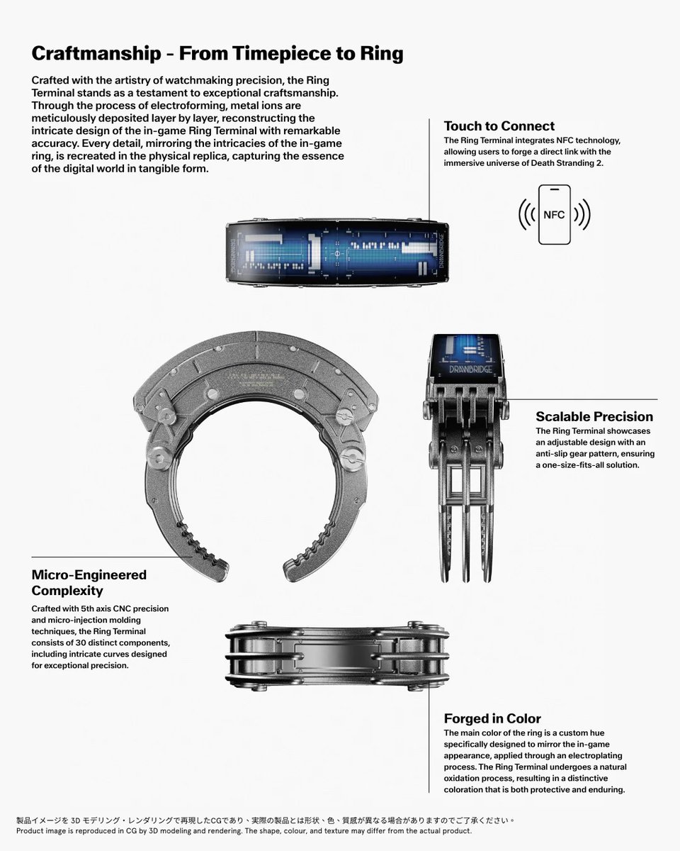 TeraGamesMX's tweet image. La asociación &quot;KOJIMA PRODUCTIONS x ANICORN&quot; lanza una réplica del #RingTerminal de &quot;Death Stranding 2&quot; que podrás comprar en la tienda oficial de @anicorn_watch.

teragames.com.mx/anicorn-lanza-…