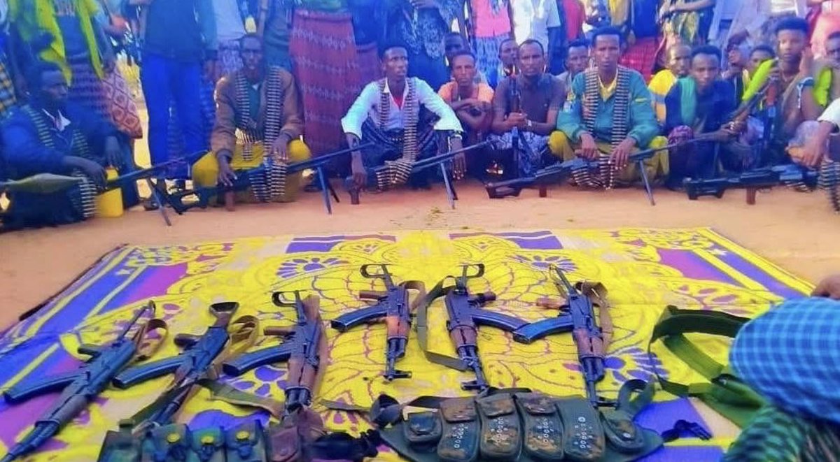 Just in:
Macawisley units from Halgan ambushed and eliminated 9 Al-Shabaab militants this afternoon in a precision operation near Halgan, Hiiraan.

The terrorists were moving through a zone they believed was secure—until it wasn’t. The recovered weapons tell the story.