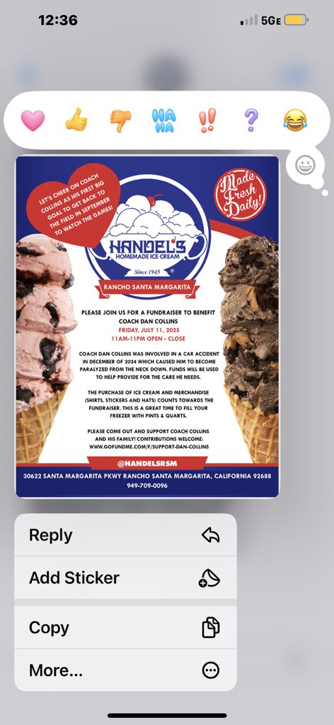 Coach Mark Nolan (@nolan_football) on Twitter photo Join us at Handel’s in RSM to support Coach Dan Collins! Details in photo. Thanks and Go Mustangs! <a href="/THHS_Football/">THHS_Football</a> <a href="/THHSAthletics/">Mustangs Athletics</a> <a href="/LH_HawkFootball/">LagunaHillsFootball</a> <a href="/SilveySquad/">Silvey Squad</a> Join us at Handel’s in RSM to support Coach Dan Collins! Details in photo. Thanks and Go Mustangs! <a href="/THHS_Football/">THHS_Football</a> <a href="/THHSAthletics/">Mustangs Athletics</a> <a href="/LH_HawkFootball/">LagunaHillsFootball</a> <a href="/SilveySquad/">Silvey Squad</a>
