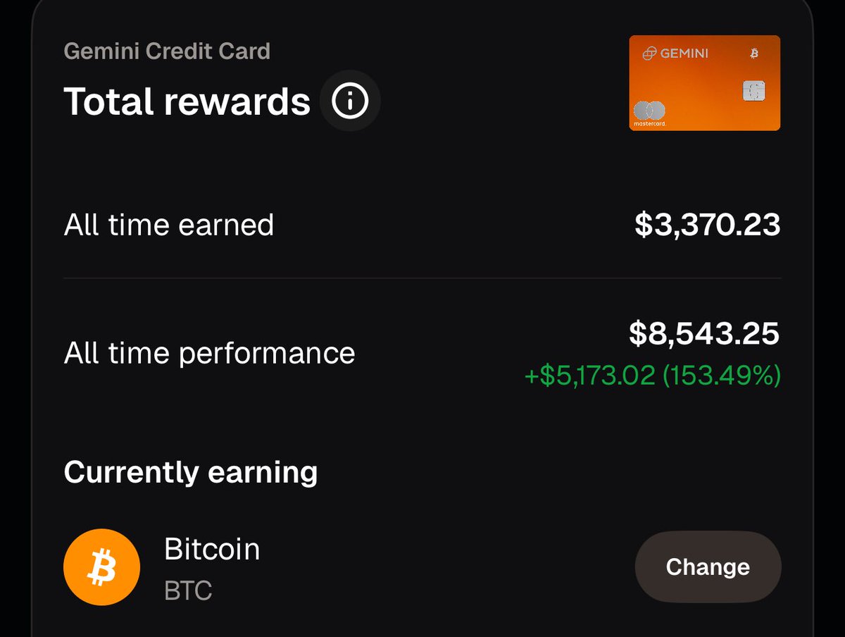 If there any doubts around the benefits of the @Gemini credit card, I have  153.49 reasons why you should consider it. Invest in btc every time you  swipe or tap. Sign up
