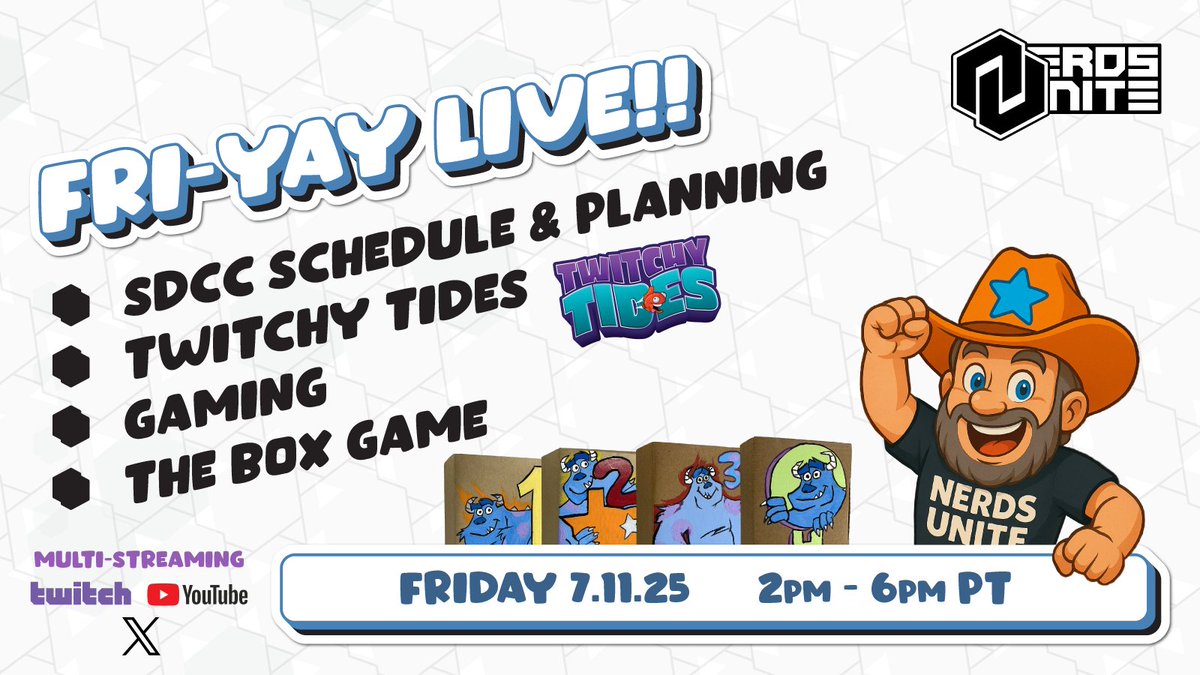 CSSully's tweet photo. Let's get ready for SDCC!
I'll be streaming LIVE on Twitch, YouTube &amp; X, starting at 2pm PT.
 ...more info below... https://t.co/GTC0prY3Fh